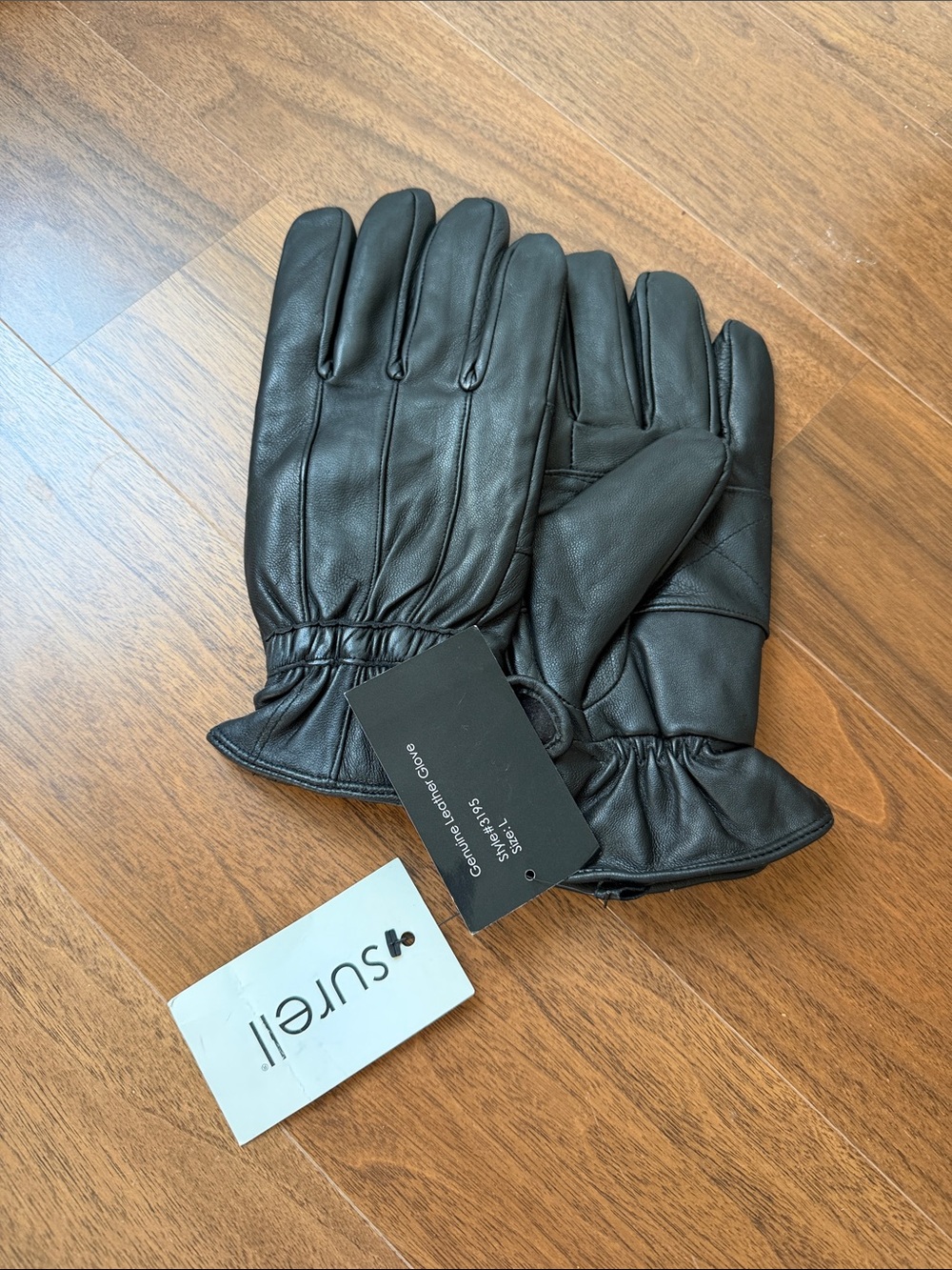 Surell Black Men's Leather Winter Gloves